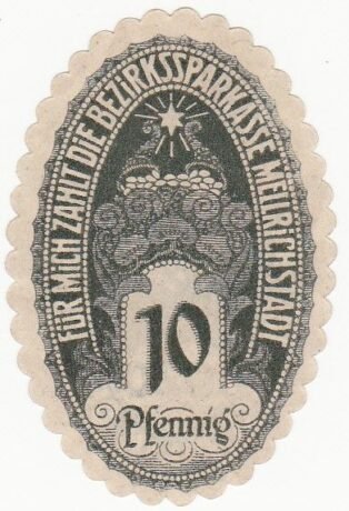 Аверс банкноты 10 пфеннигов Bezirkssparkasse (Германия) 1920 года