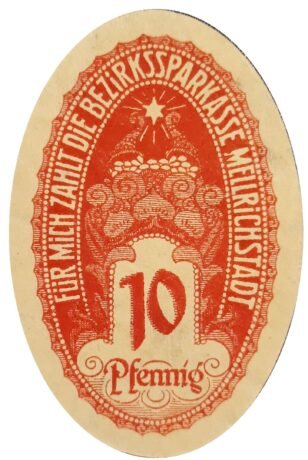 Аверс банкноты 10 fenigów Bezirkssparkasse (Niemcy) 1920