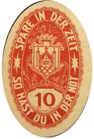 Реверс банкноты 10 fenigów Bezirkssparkasse (Niemcy) 1920