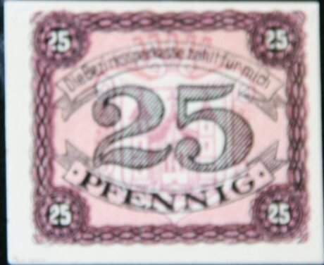 Аверс банкноты 25 fenigów Bezirkssparkasse (Niemcy)