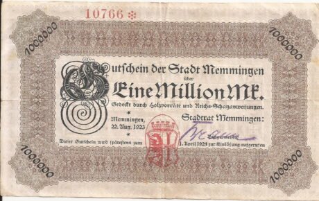 Аверс банкноты 1000000 marek (Niemcy) 1923