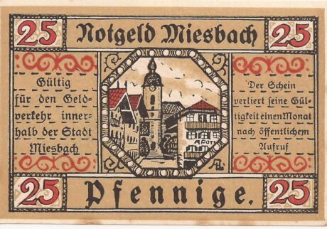 Реверс банкноты 25 fenigów (Niemcy) 1921