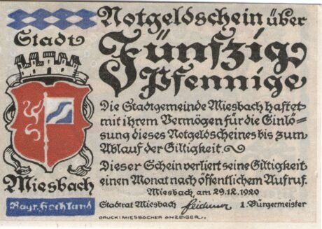 Аверс банкноты 50 fenigów (Niemcy) 1920