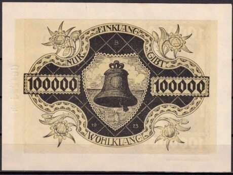 Реверс банкноты 100000 marek (Niemcy) 1923