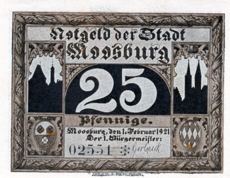 Аверс банкноты 25 fenigów (Niemcy) 1921