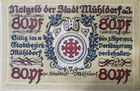 Аверс банкноты 80 fenigów (Niemcy) 1922