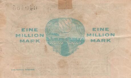 Реверс банкноты 1000000 Reichsbahn w Bayern (Niemcy) 1923