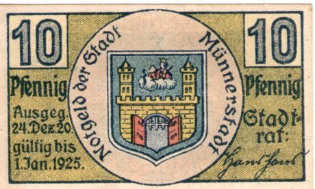 Аверс банкноты 10 пфеннигов (Германия) 1920 года