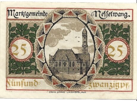 Реверс банкноты 25 fenigów (Niemcy) 1918