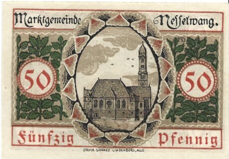 Реверс банкноты 50 fenigów (Niemcy) 1918