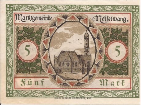 Реверс банкноты 5 marek (Niemcy) 1918