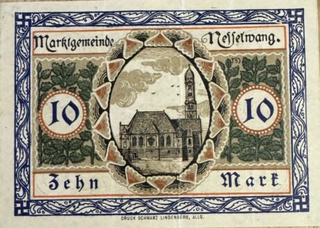 Реверс банкноты 10 marek (Niemcy) 1918