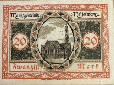 Реверс банкноты 20 марок (Германия) 1918 года