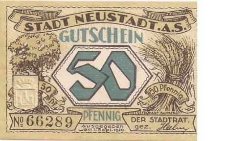 Аверс банкноты 50 fenigów (Niemcy) 1920