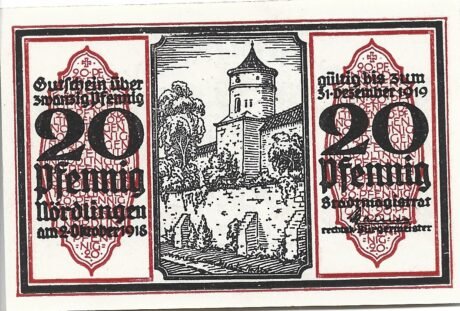 Аверс банкноты 20 fenigów (Niemcy) 1918