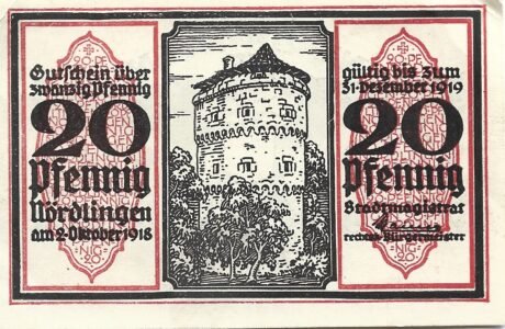 Аверс банкноты 20 fenigów (Niemcy) 1918