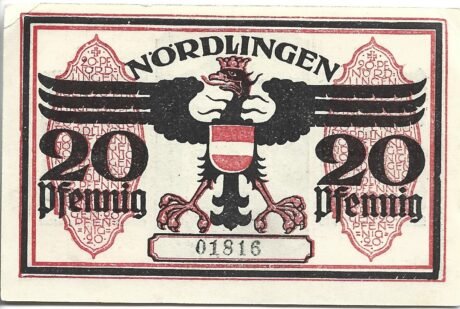 Реверс банкноты 20 fenigów (Niemcy) 1918