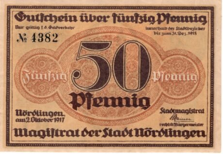 Аверс банкноты 50 fenigów (Niemcy) 1917