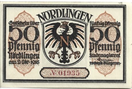 Аверс банкноты 50 fenigów (Niemcy) 1918