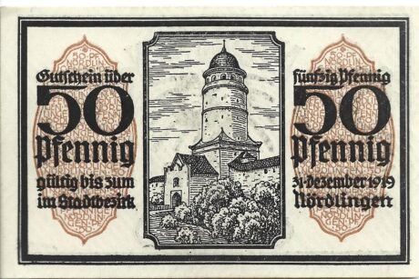 Реверс банкноты 50 fenigów (Niemcy) 1918
