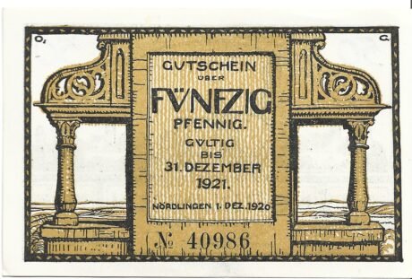 Реверс банкноты 50 fenigów (Niemcy) 1920