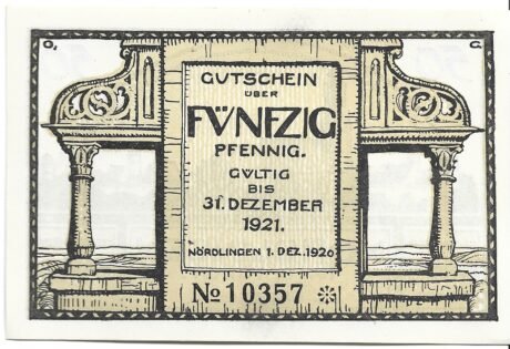Реверс банкноты 50 fenigów (Niemcy) 1920