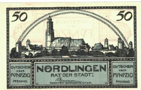 Аверс банкноты 50 fenigów (Niemcy) 1920