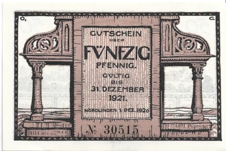 Реверс банкноты 50 fenigów (Niemcy) 1920