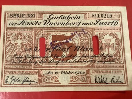 Аверс банкноты 5 marek (Niemcy) 1918