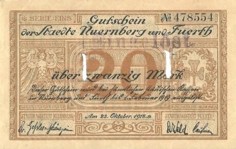 Аверс банкноты 20 marek (Niemcy) 1918