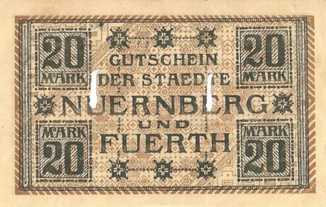 Реверс банкноты 20 marek (Niemcy) 1918