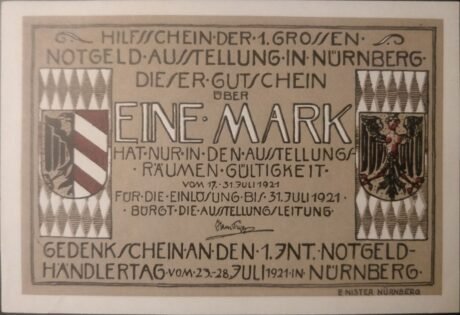Аверс банкноты 1 sygnatura Notgeld-Ausstellung (Niemcy) z 1921 r