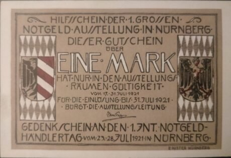 Аверс банкноты 1 sygnatura Notgeld-Ausstellung (Niemcy) z 1921 r