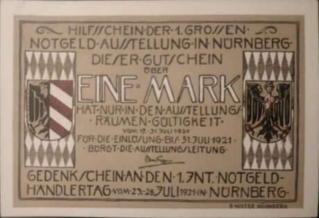 Аверс банкноты 1 sygnatura Notgeld-Ausstellung (Niemcy) z 1921 r