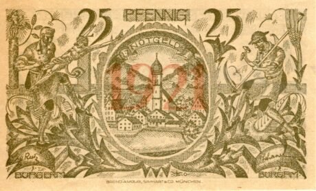 Реверс банкноты 25 fenigów (Niemcy) 1921