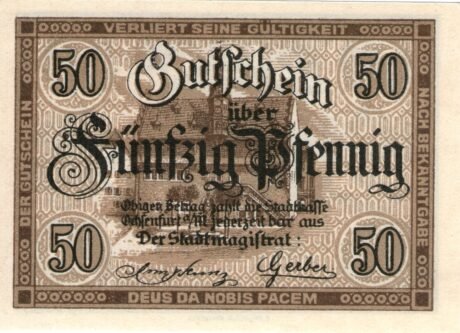 Аверс банкноты 50 fenigów (Niemcy) 1919