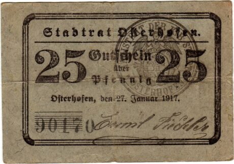 Аверс банкноты 25 пфеннигов (Германия) 1917 года