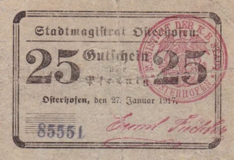 Аверс банкноты 25 пфеннигов (Германия) 1917 года