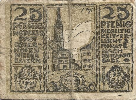 Реверс банкноты 25 fenigów (Niemcy) 1917