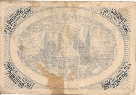 Реверс банкноты 10000000 marek (Niemcy) 1923