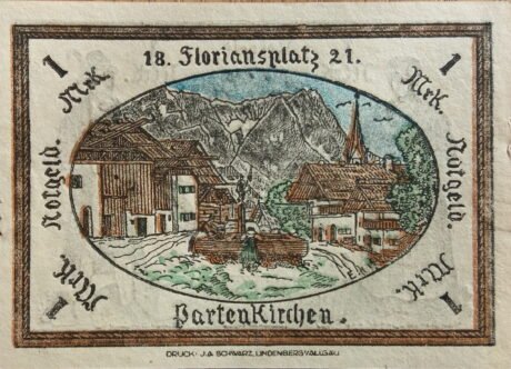 Реверс банкноты 1 marka (Niemcy) 1921