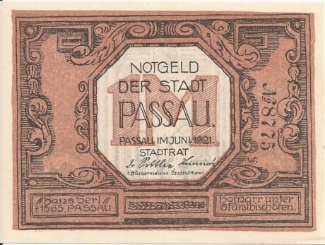 Аверс банкноты 1 marka (Niemcy) 1921