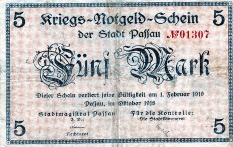 Аверс банкноты 5 marek (Niemcy) 1923