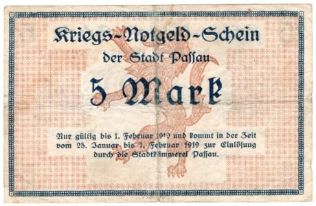 Реверс банкноты 5 marek (Niemcy) 1923