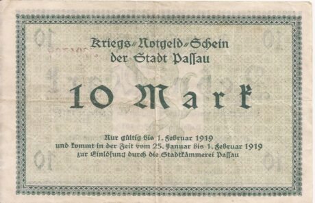 Реверс банкноты 10 marek (Niemcy) 1918