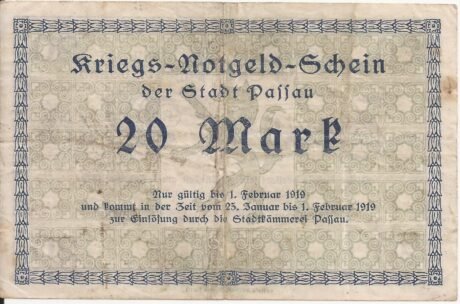 Реверс банкноты 20 marek (Niemcy) 1918