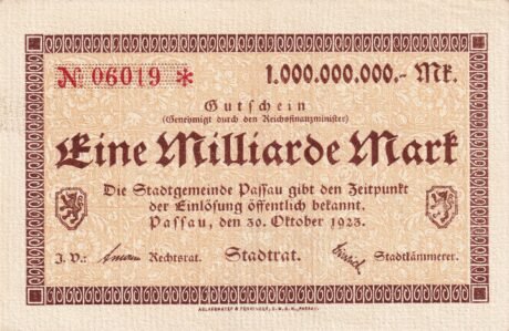 Аверс банкноты 1000000000 марок (Германия) 1923 года