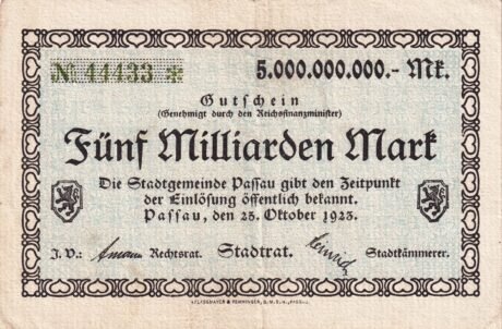 Аверс банкноты 5000000000 марок (Германия) 1923 года