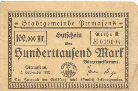 Аверс банкноты 100000 marek (Niemcy) 1923