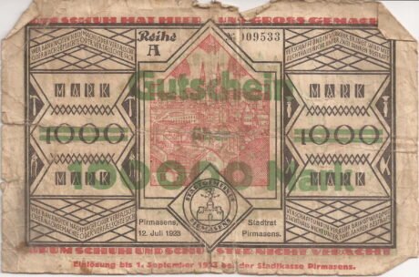 Аверс банкноты Nadruk 100000 marek na 1000 marek (Niemcy) 1923